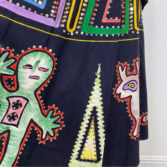 Vintage Me Jane Sequined Cotton Native American Folk Art Circle Skirt - Picture 9 of 14